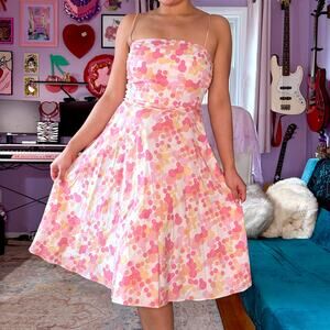 Vintage Y2K white and pink polka dot A-line dress